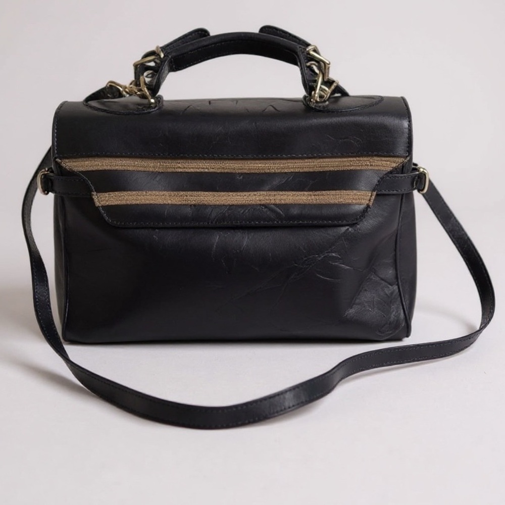 MONDI Vintage 1980s Satchel Lambskin Leather Crossbody Shoulder Bag Logo Italy